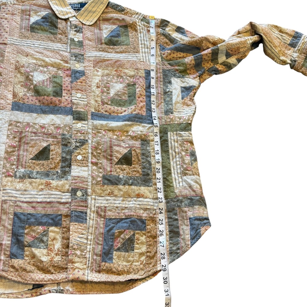 Polo Ralph Lauren Mens XL Patchwork Log Cabin Quilt Button Down Shirt Multicolor - Picture 10 of 11